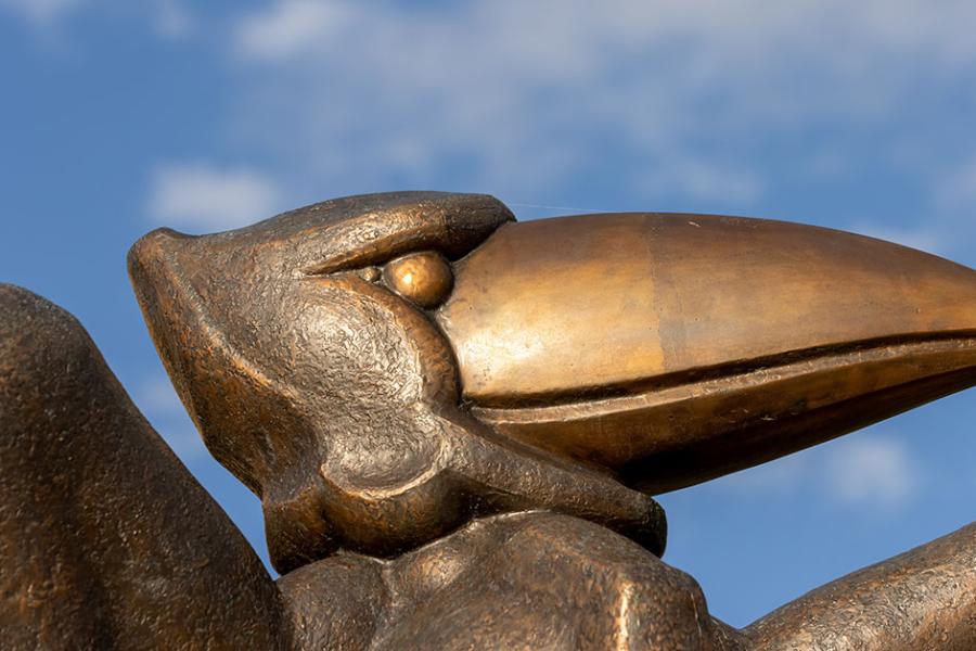 Bronze Jayhawk statue