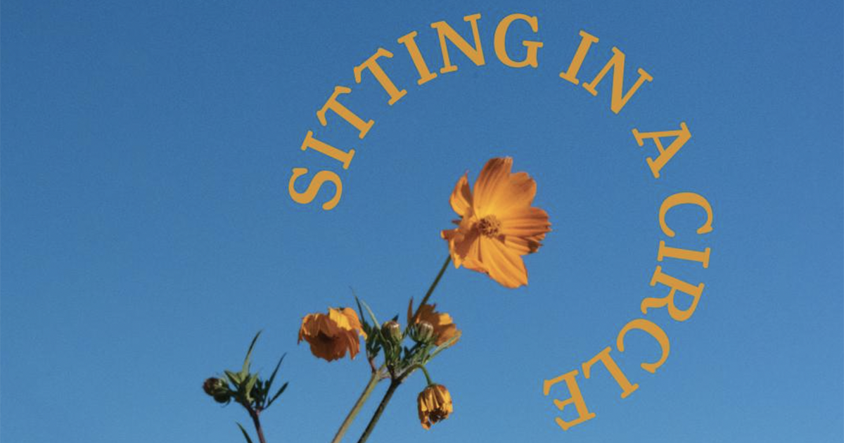 'Sitting in a Circle' logo with flower