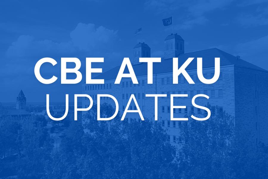 CBE AT KU UPDATES. Blue Mask over a view of Fraser Hall