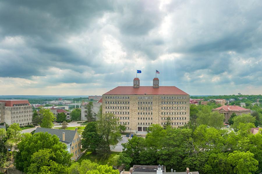 Fraser Hall on cloudy day.