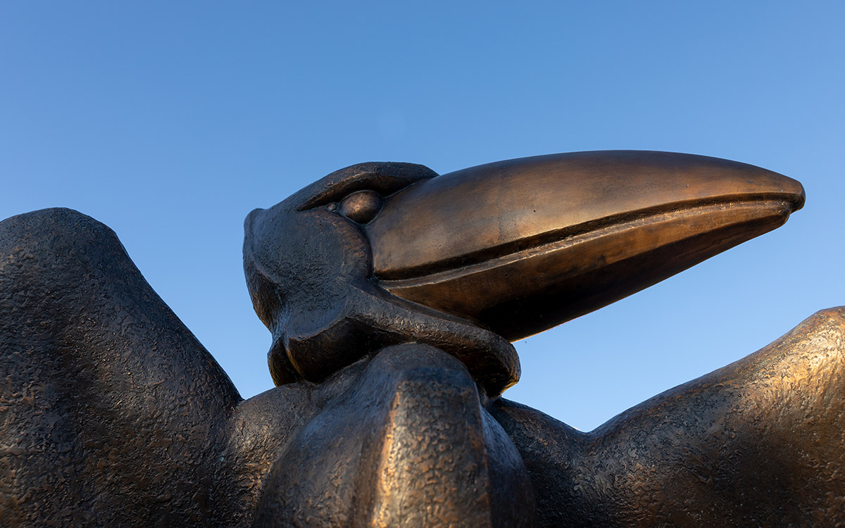Bronze Jayhawk statue