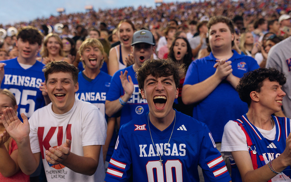 KU football fans at David Booth Kansas Memorial Stadium