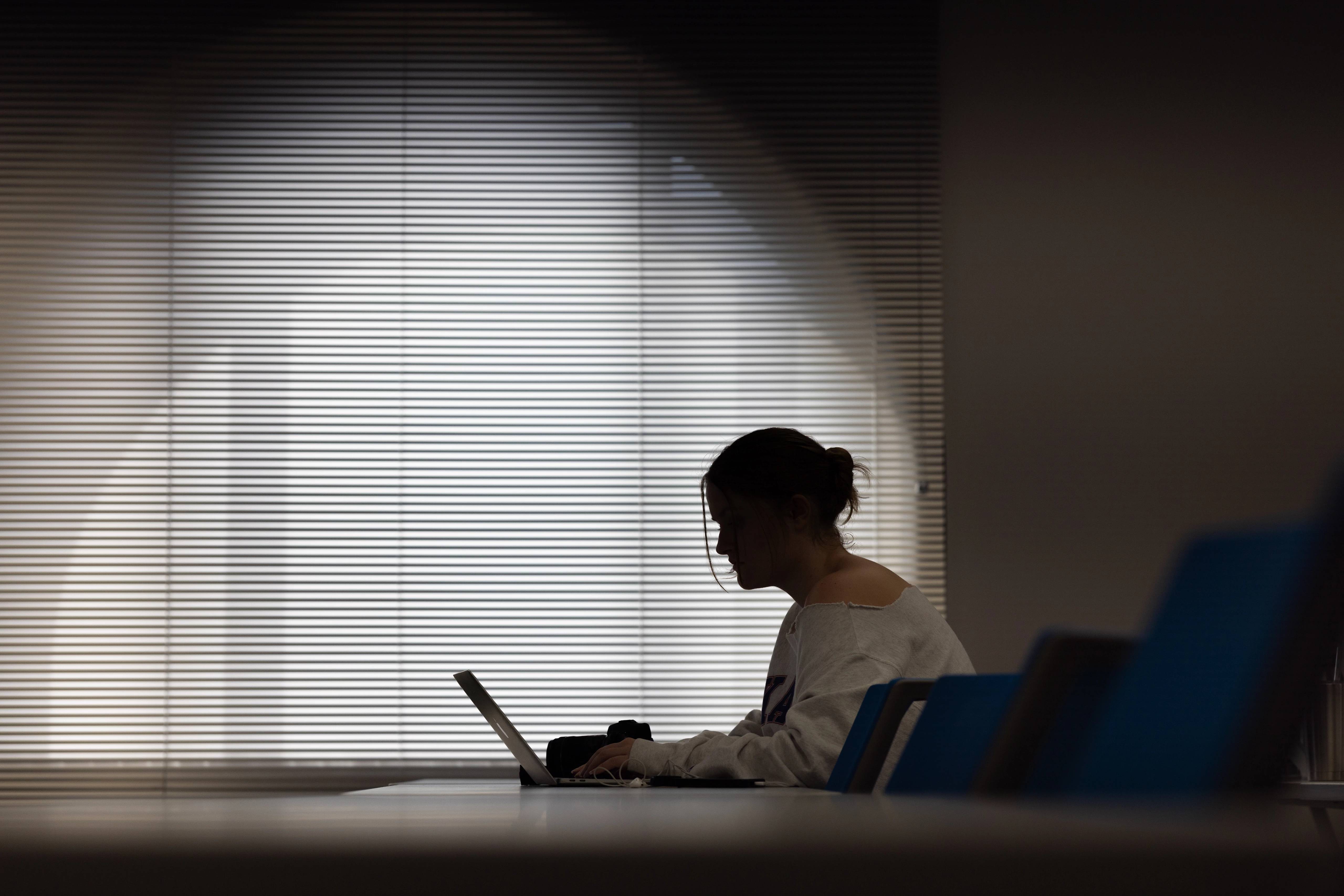 Student working on a laptop