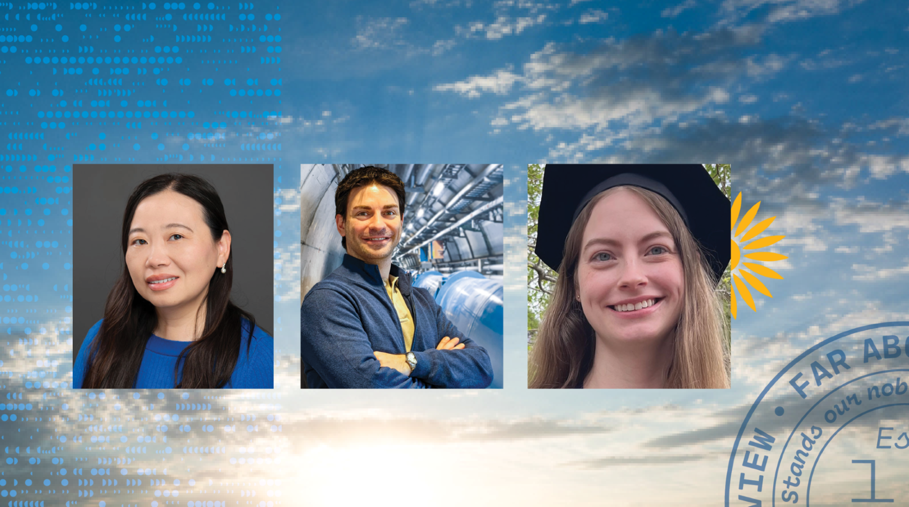 Graphic with photos of Xiaoqing Wu, Nicola Minafra, and Bren Backhaus from left to right.