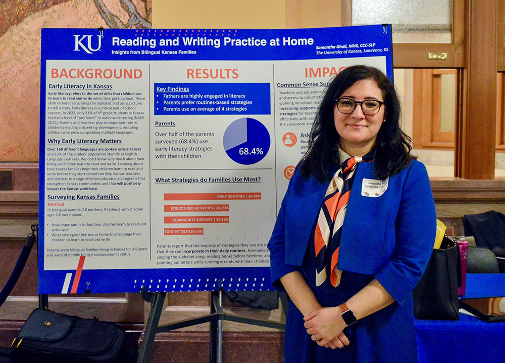 Samatha Ghali, KU doctoral student, with her research poster.