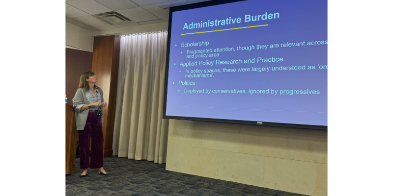 Pam Herd presenting her lecture.