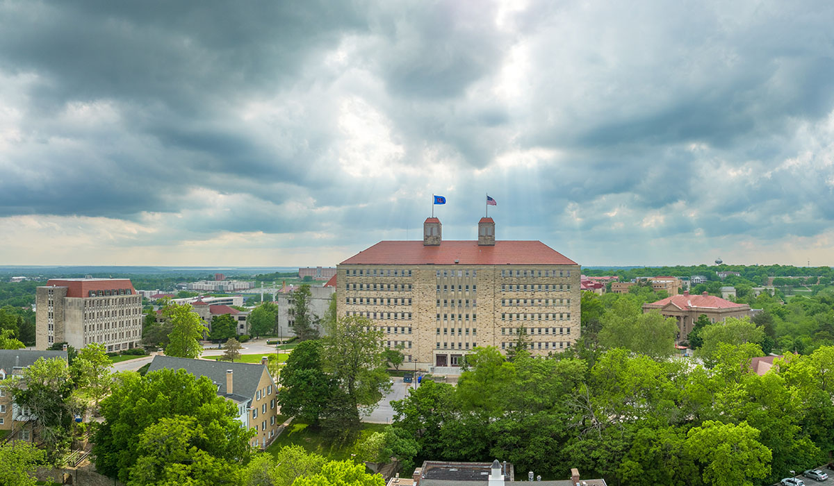 Fraser Hall on cloudy day.
