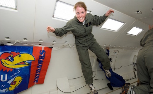  O'Hara is shown during her KU days participating in a NASA microgravity project.