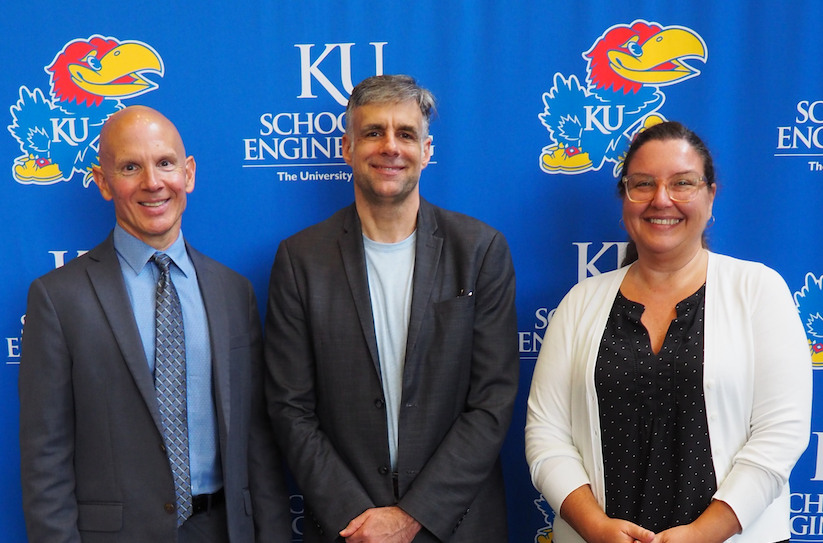 NSF ERC EARTH director, Mark Shiflett (left), hosts NSF representatives Bert Chandler and Dana Denick.