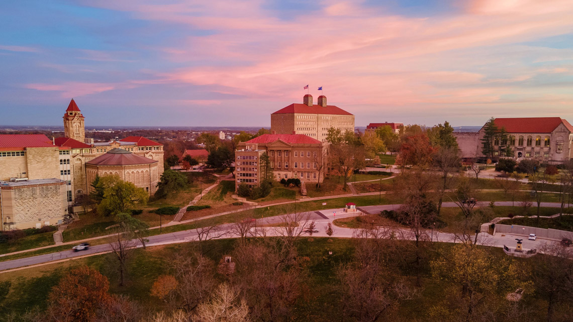 University of Kansas campus at sunset