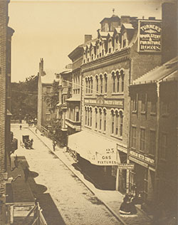 View of West Street,  home to Elizabeth Palmer Peabody's bookshop, circa 1875. General photographic collection, Historic New England.