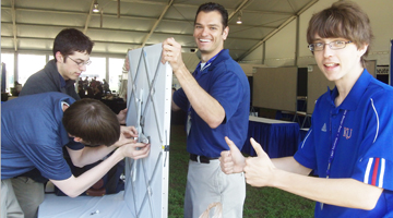 Chris Depcik, assistant professor of mechanical engineering with students