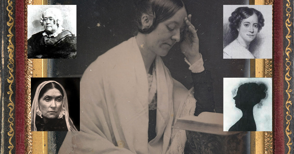 images of the five subjects of Randall Fuller’s forthcoming book, Elizabeth Palmer Peabody, (clockwise from top left) Margaret Fuller, Sophia Peabody Hawthorne, Mary Moody Emerson and Lidian Jackson Emerson.