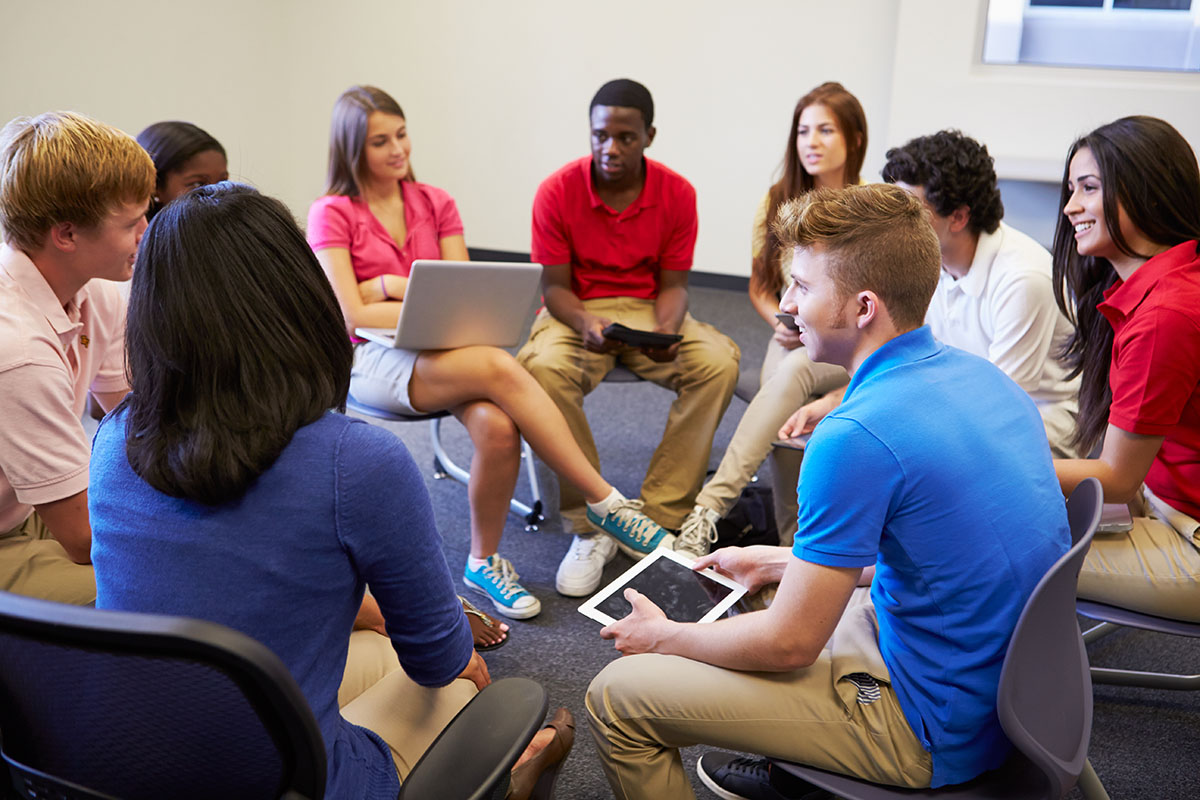 A group of students debating a topic.