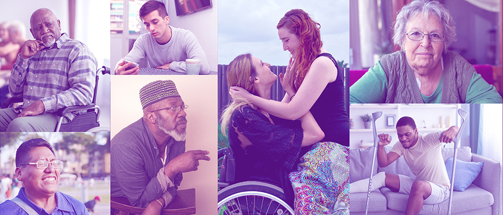 A collection of images of people illustrates the diversity of people with disabilities.