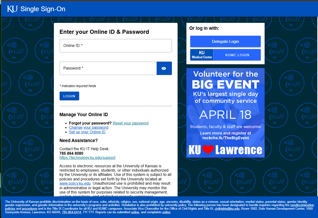 screenshot of new log in page