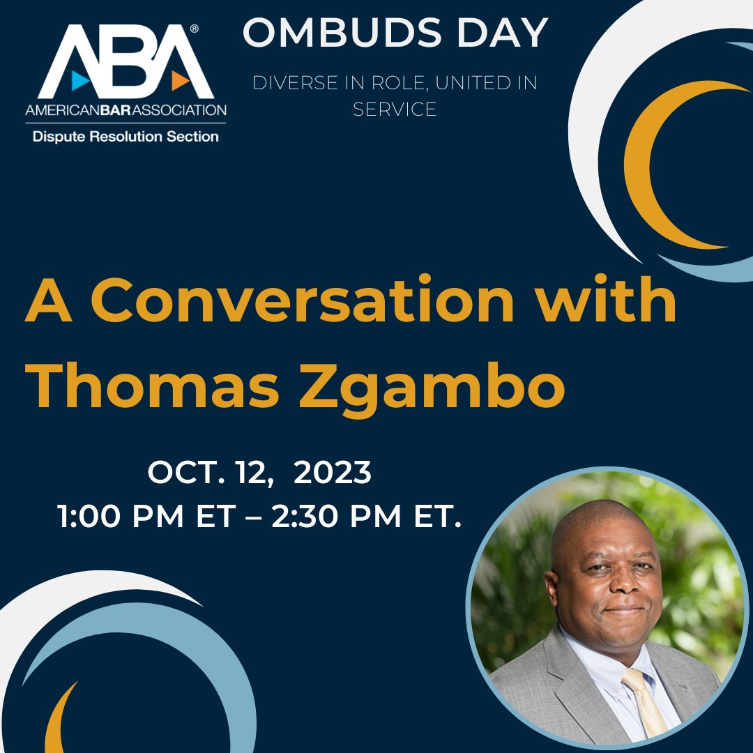 Ombuds Day logo: "A Conversation with Thomas Zgambo"