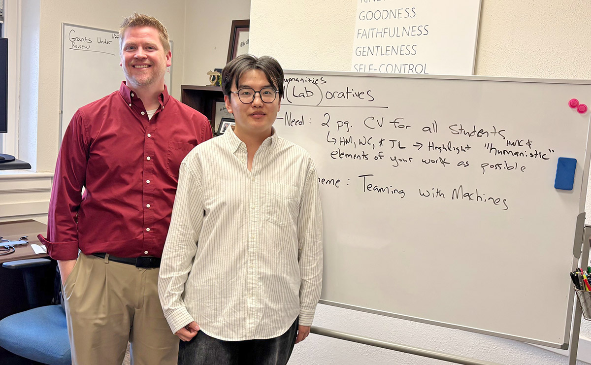 Cameron Piercy (at left) and Wenrong Cui shown in Piercy’s Bailey Hall office