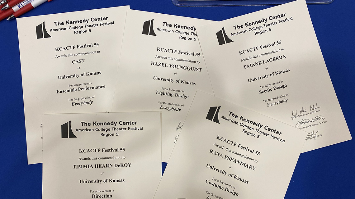 Kennedy Center festival regional programs with names of KU honorees.