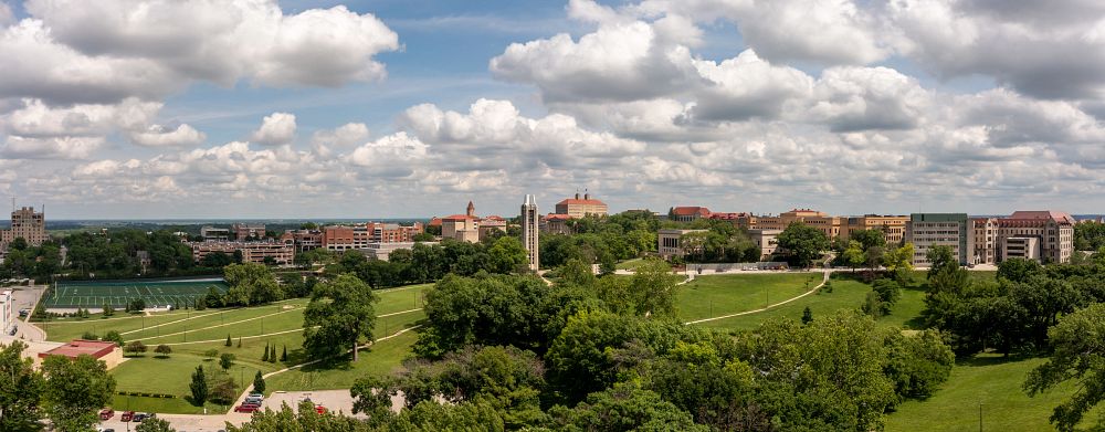 Aerial view of campus facing the Campanile