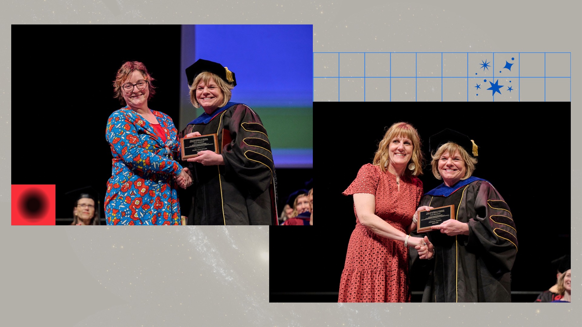 Photos of Amea Chandler and Jerilyn Smith receiving Mignot Awards