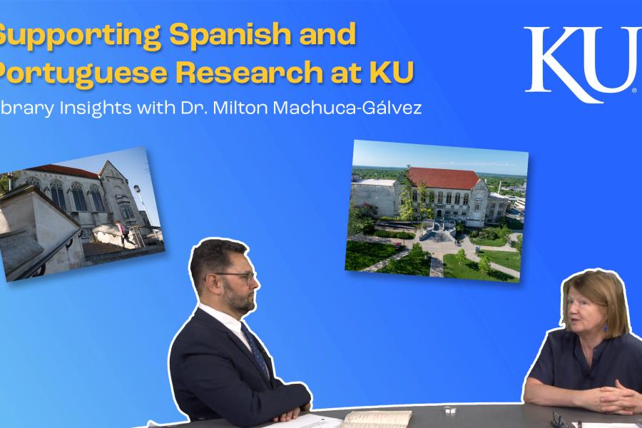 Dr. Machuca-Galvez and Margot Versteeg sitting at a table talking to each other. Photos of Watson Hall in the background