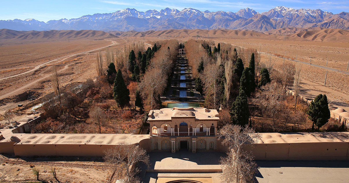 The Garden of Shahzadeh oasis outside of Mahan, Iran. Credit: S.H. Rashedi, Nomination File of Persian Qanat, UNESCO World Heritage Center.