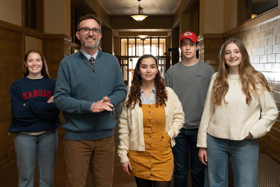 Photo of Kennedy Mulvaney, Brian Lagotte, Isabel López, Andrew Fewins and Marina Bontrager.