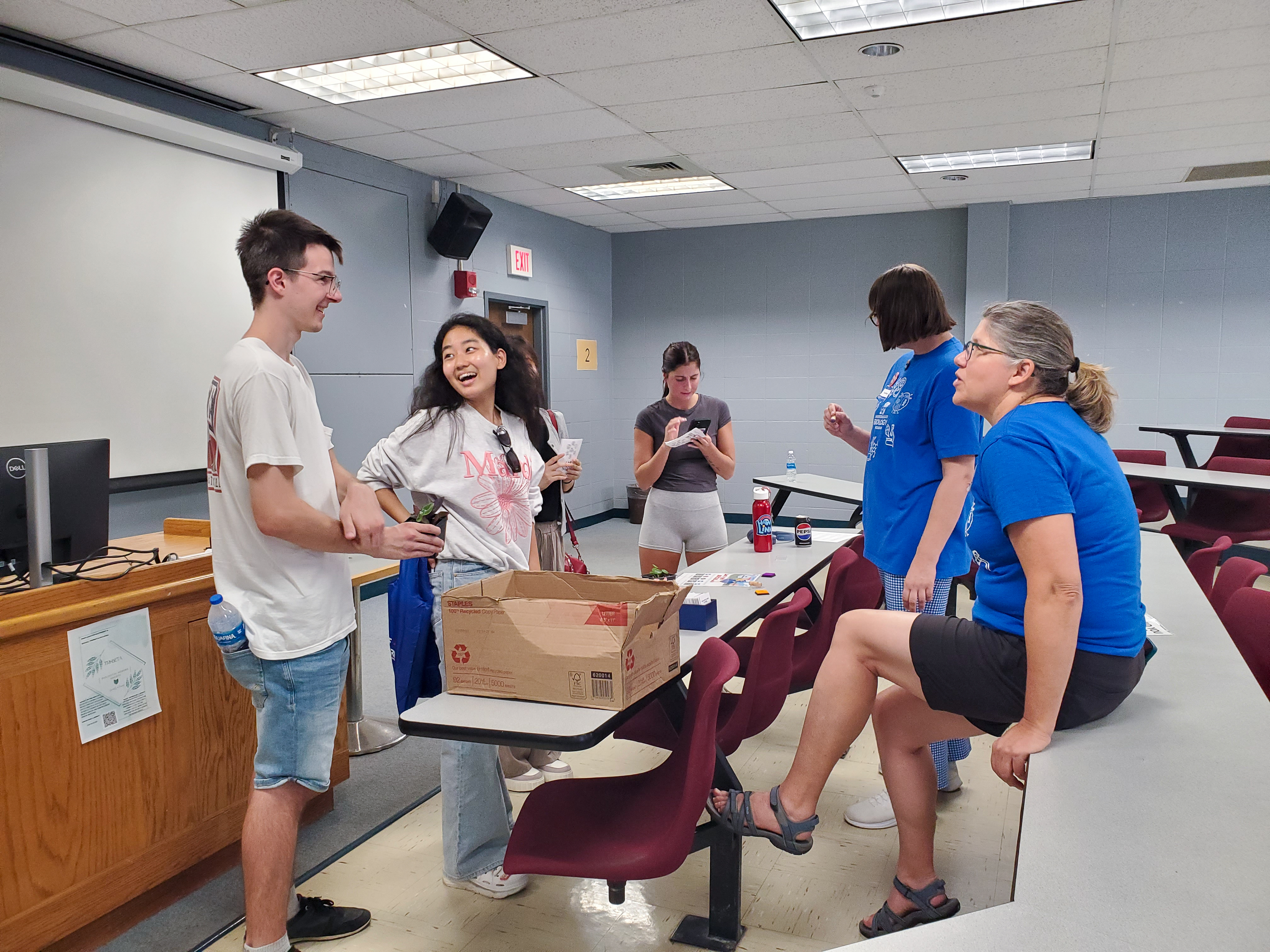 Students chat with Dr. Lena Hileman and Dr. Tara Marriage