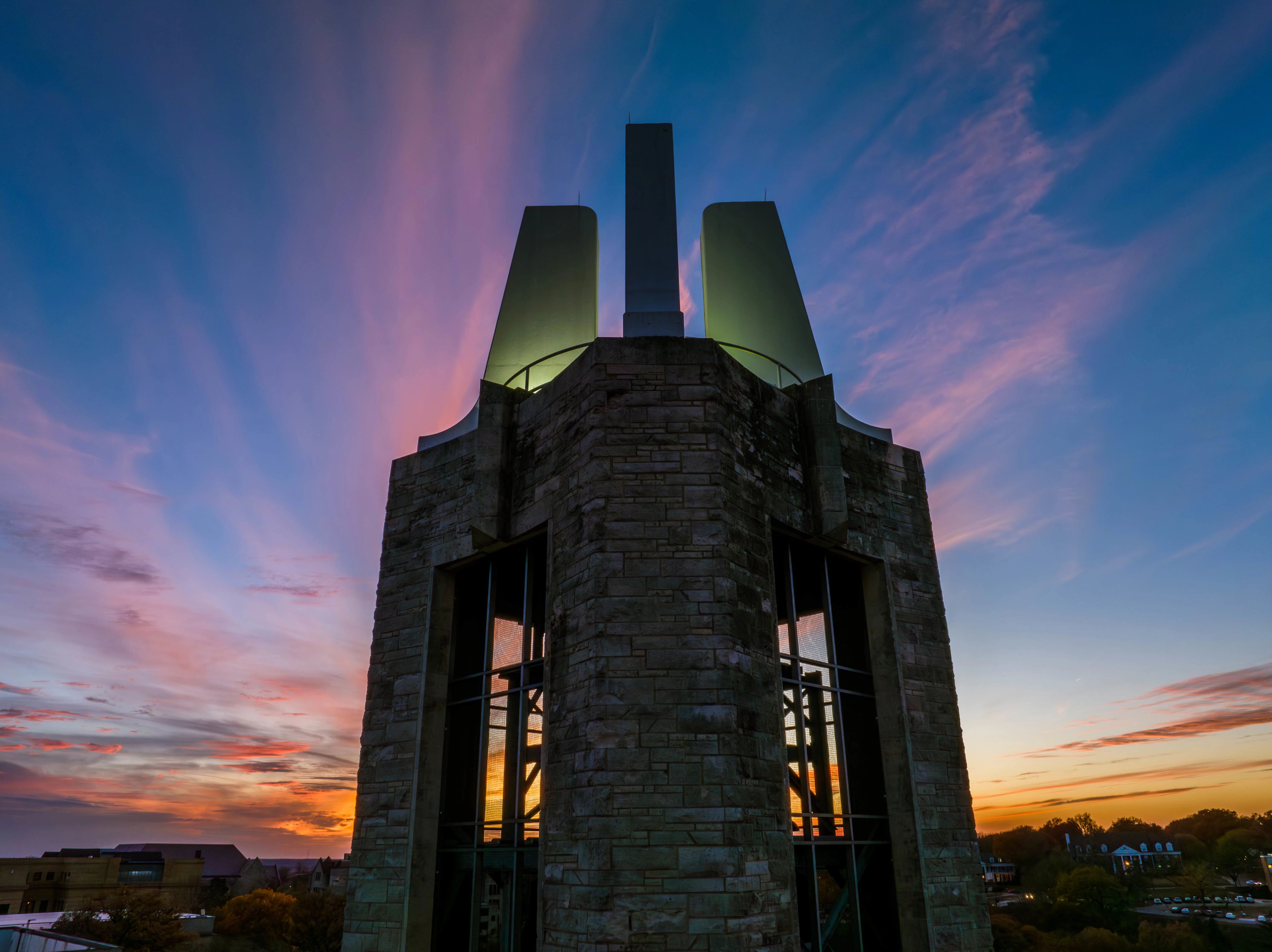 campanile at sunset