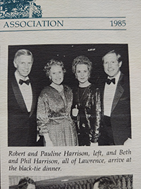 Beth and Phil Harrison, of Lawrence, at right, in this 1985 photo at a Chancellors Club celebration.