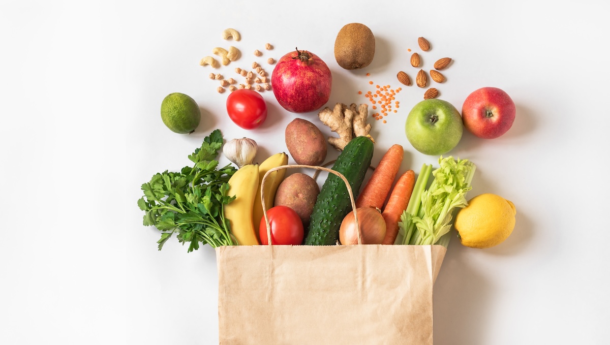 Shopping bag full of healthy food