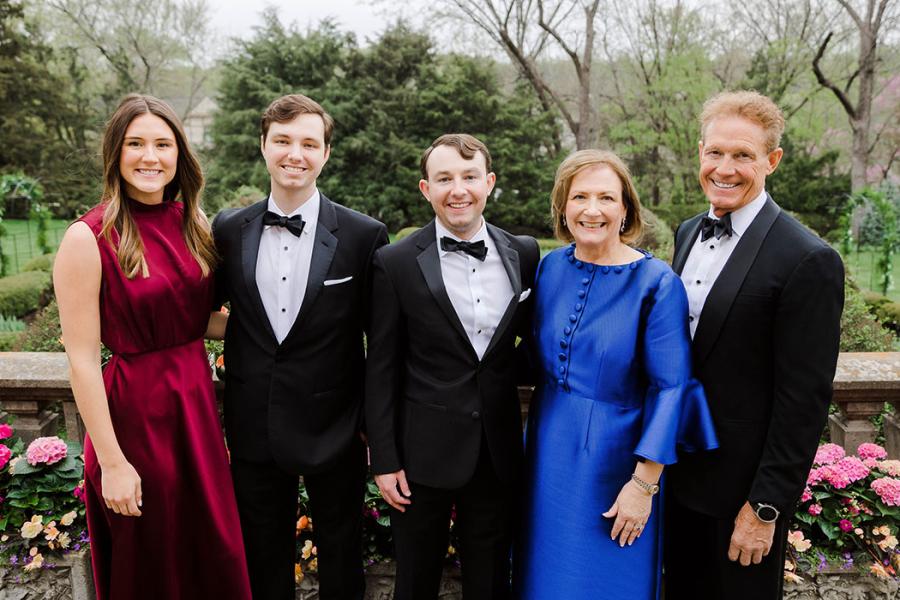 From left: KU alumni Maddie Dolan, bachelor’s in exercise science, 2021; John P. Black, bachelor’s in psychology with a minor in history, 2022; KU Medical Center alum Paul J. Black, medical degree, 2023; Julie Cheslik and Paul M. Black.