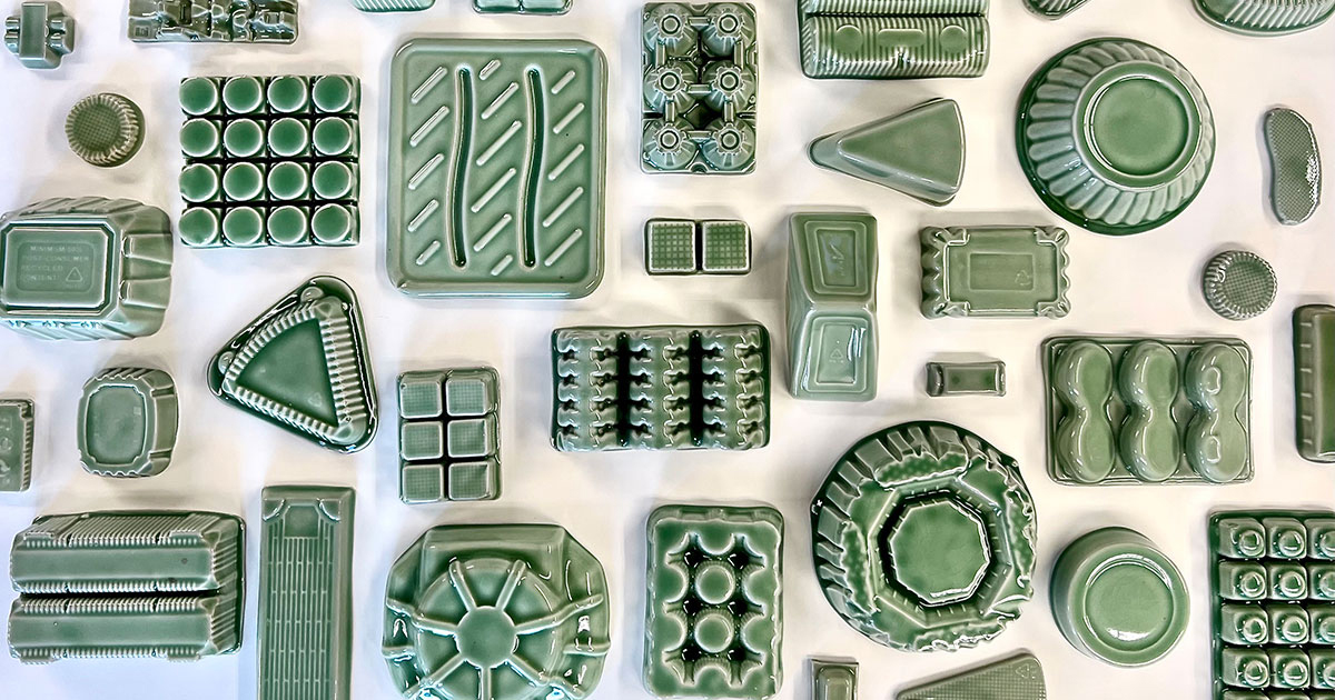 Yoonmi Nam calls this group of celadon-glazed ceramics “Keeping.” Credit: Courtesy of the artist