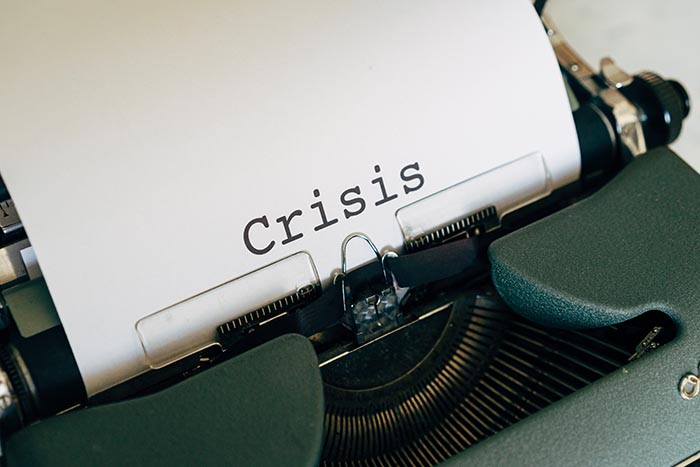 "Crisis" on typewriter paper