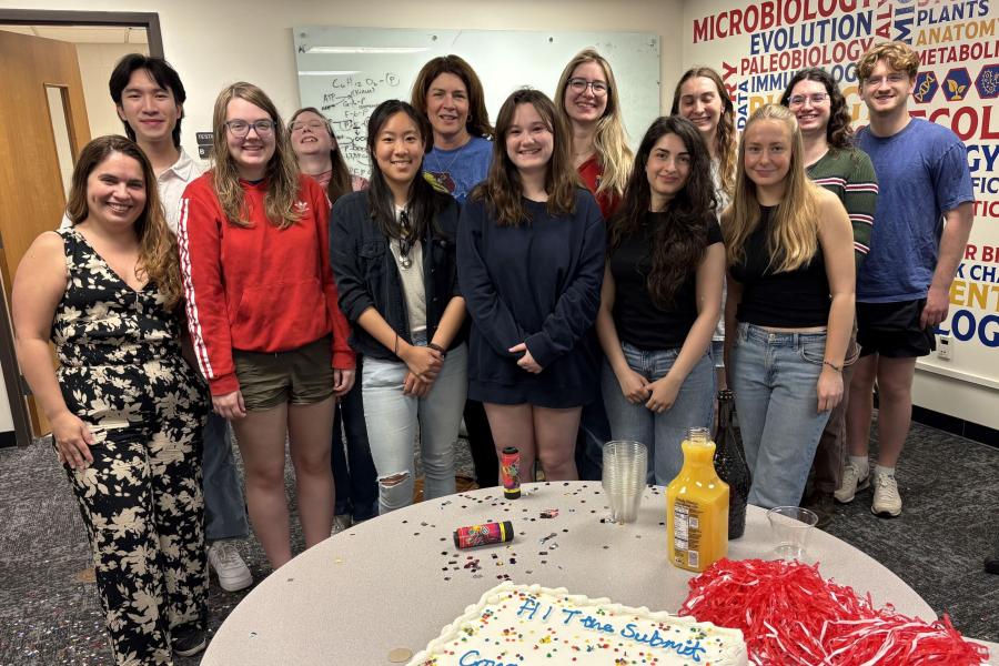 Dr.Ferreira (Left) Dr. Hotze (center) and the 10 students and GTA