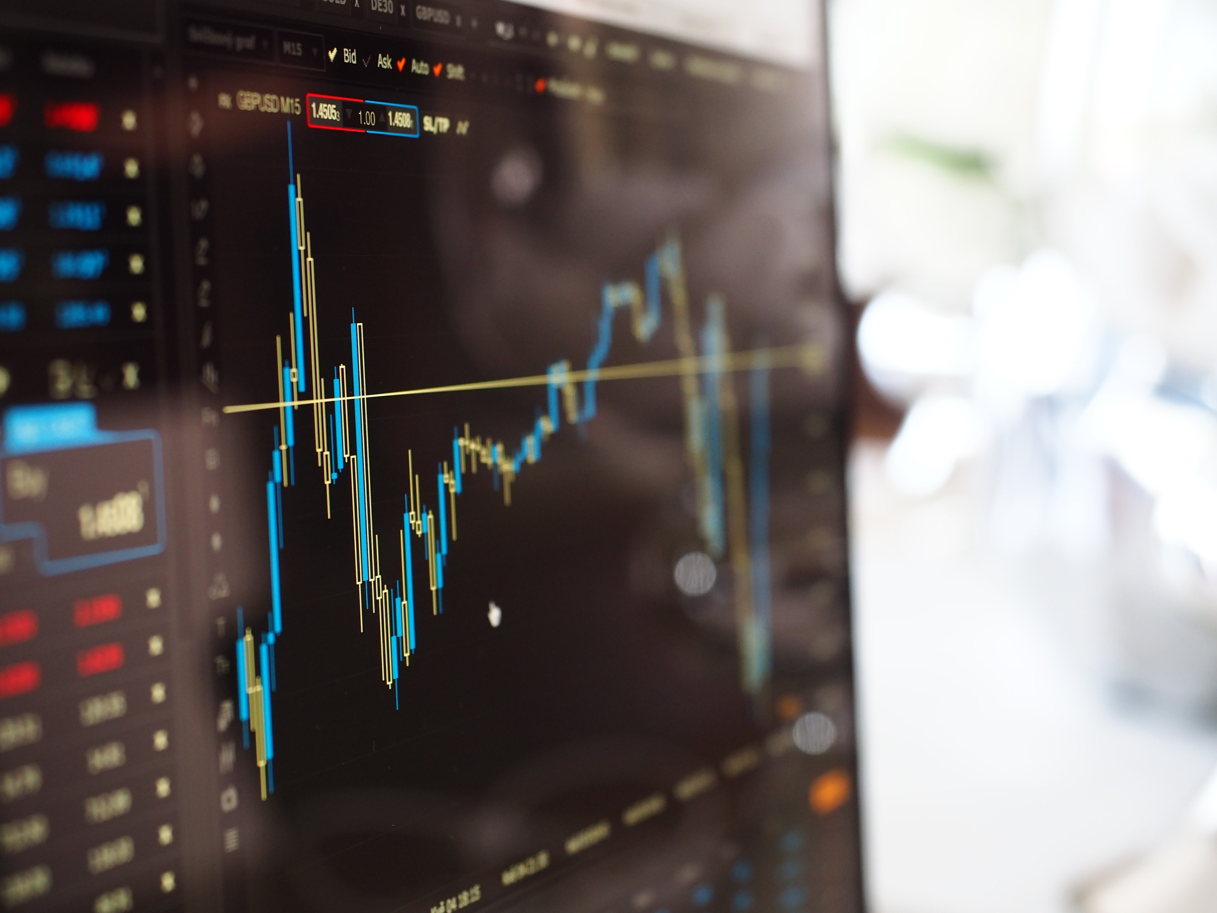 Detail shot of stock chart on a monitor