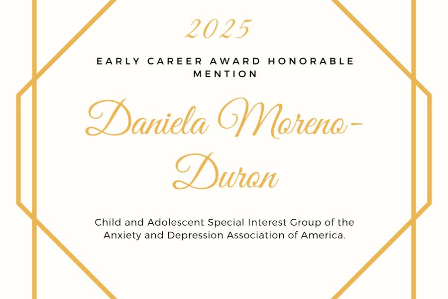 Gold and beige certificate naming Daniela Moreno-Duron as recipient of professional award