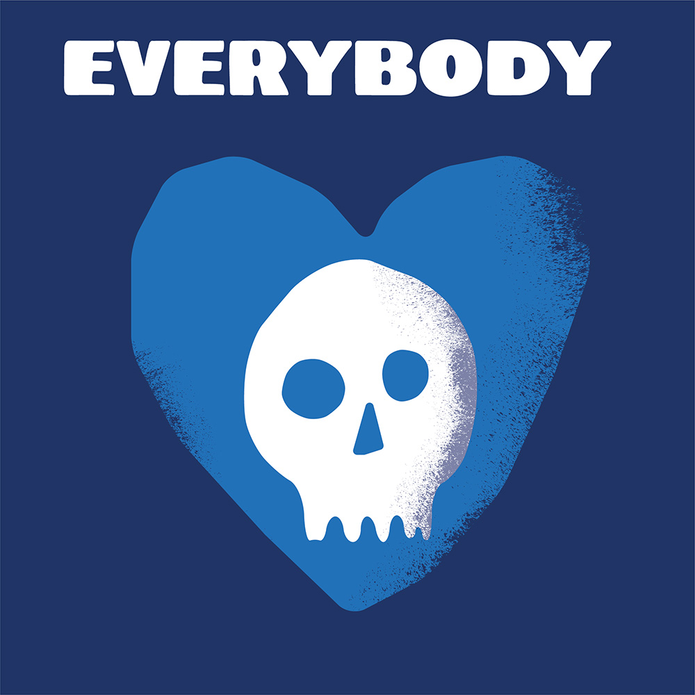 'Everybody' logo with skull, heart