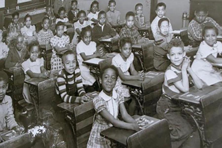 Children in 1950s schoolroom